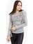 Sense Önü ve Kolları Büzgü Tüllü Kaşkorse Triko Bluz | BLZ32462 Gri 3