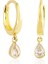 Damla Taşlı Altın Sallantılı Küpe 14K Gold 1