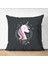 Çift Taraflı Siyah Zeminli Magic Unicorn Tasarımlı Çocuk Odası Süet Yastık Kırlent Kılıfı 1