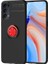 Oppo Reno 4 Kılıf Ultra Korumalı Yüzüklü Manyetik Ravel Silikon Siyah - Kırmızı 4