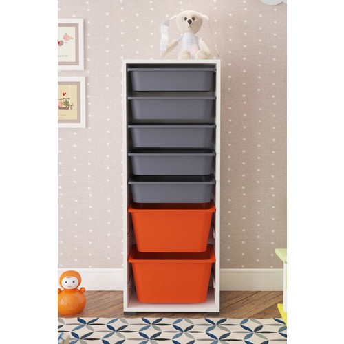 pratico 7 sepetli turuncu gri cok amacli oyuncak dolabi fiyati