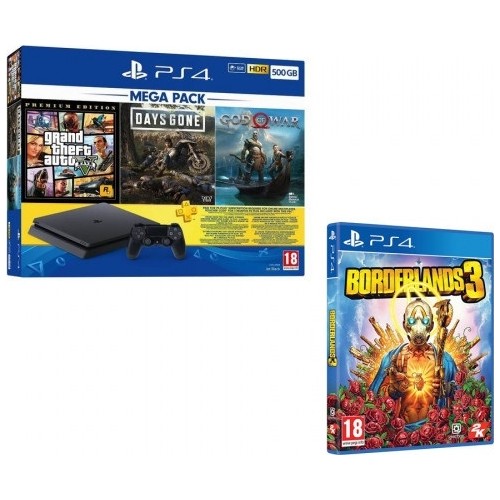 Sony Playstation 4 Slim 500GB Mega Pack + Borderlands 3 Sony Playstation 4 Slim 500GB Mega Pack + Borderlands 3
