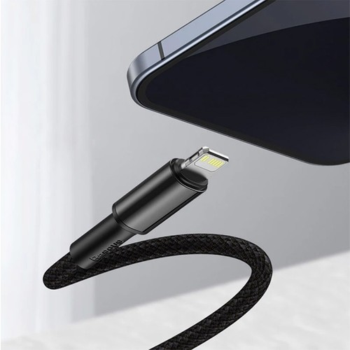 Baseus PD 20W USB-C to Lightning Şarj Kablosu 1 mt Siyah Apple Uyumlu Dayanıklı Kablo-CATLWJ-01