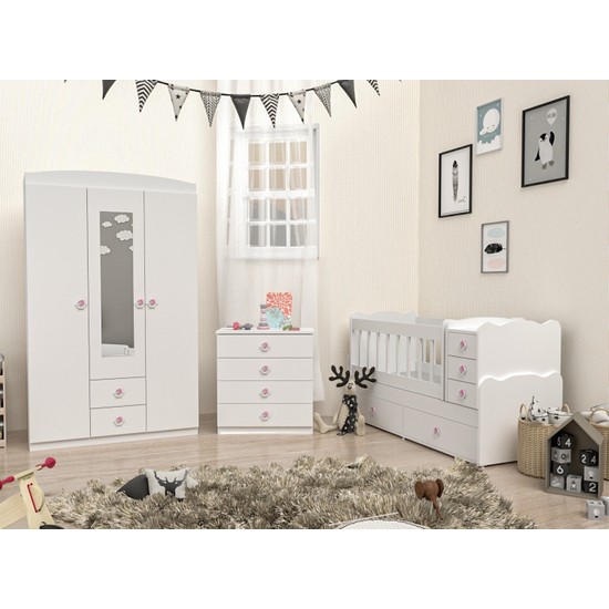 Alyans Damla Bebek Odası, Büyüyen 5 Çekmeceli Beşik Fiyatı