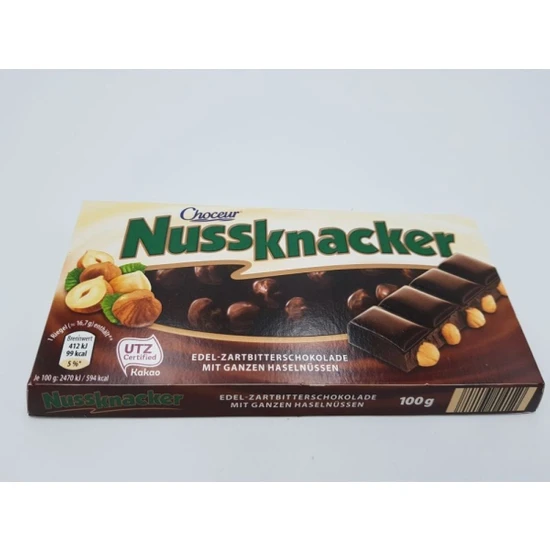 Choceur Nussknacker Bütün Fındıklı Bitter Çikolata 100G-MENŞEI Almanya