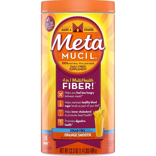 Meta Metamucil Fiber, 4-In-1 Orange Sugarfree Powder Şekersiz Portakal Tozu 425GR