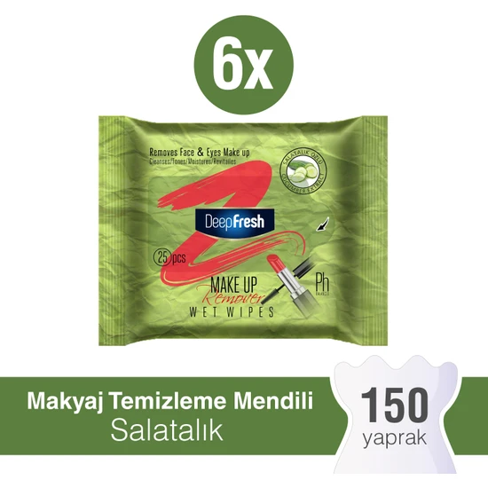 Deep Fresh Makyaj Temizleme Mendili Salatalık 6'Lı Paket 150 Yaprak