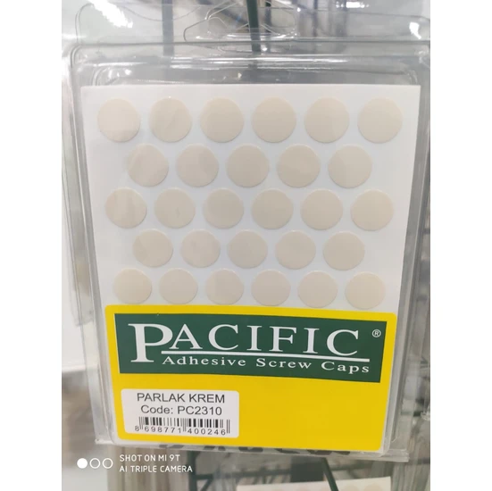 Pacific Yapışkanlı Vida Tapası 14MM Parlak Krem