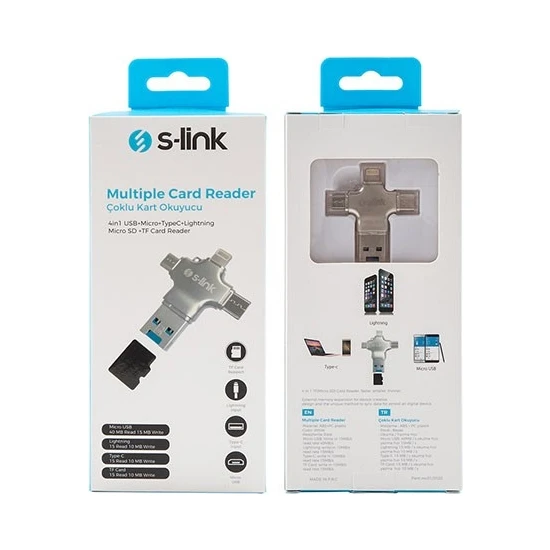S-Link 4 In 1 Android Apple Iphone Type-C Için I-Reader Kart Okuyucu S-Link 4 In 1 Android Apple Iphone Type-C Için I-Reader Kart Okuyucu