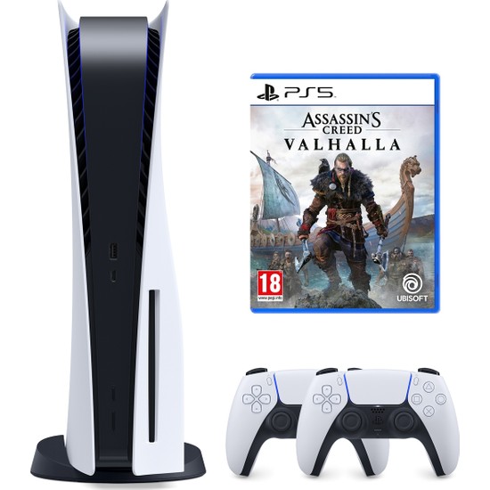 Sony PS5 Playstation 5 Oyun Konsolu + 2. Kollu + Assassins Creed Valhalla