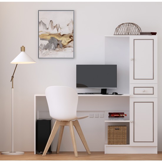 Rabi Mobilya Country Grey Çalışma Masası Kitaplım Takımı