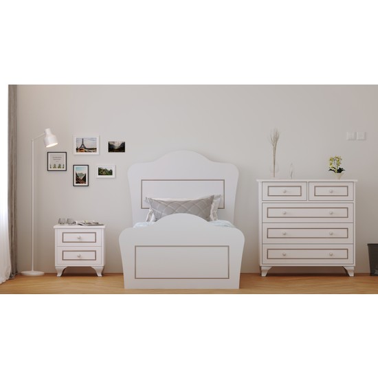 Rabi Mobilya Country Grey Karyola Şifonyer Komodin Takımı Fiyatı