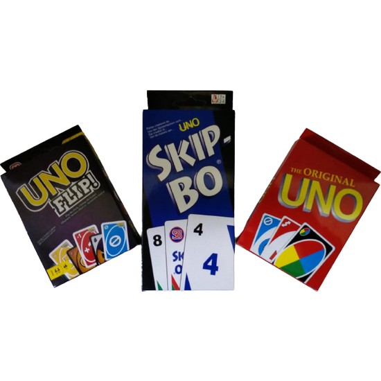Uno + Uno Skip Bo + Uno Flip Oyun Kartları Üçlü Set Fiyatı
