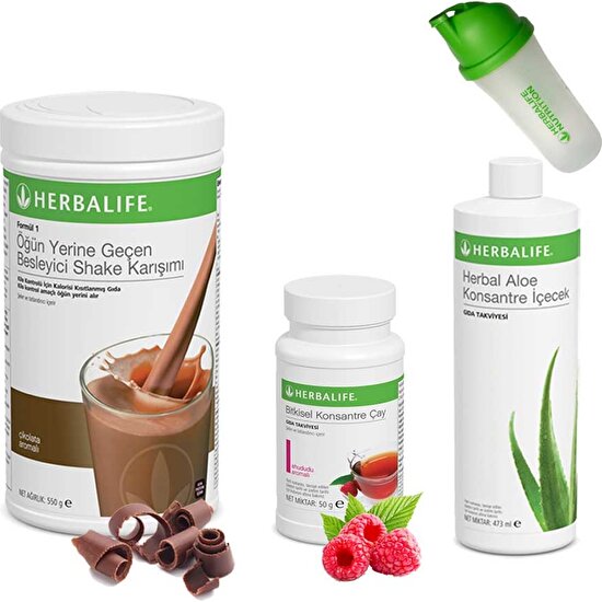 Herbalife Shake Çikolata - Herbalife Çay Ahududu - Herbalife Aloe Vera - Shaker