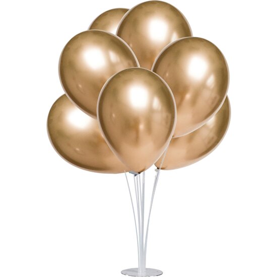Partisüs Standlı Metalik Altın Balon Seti