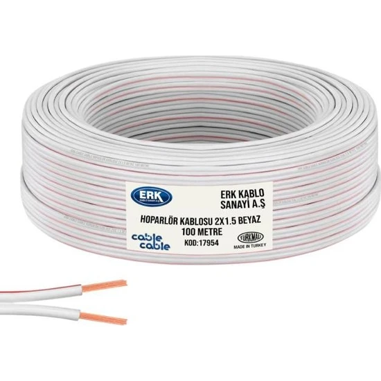 Cable Cable 100 Metre Hoparlör Elektrik ve Ses Kablosu Kordon 2x1.5 Beyaz