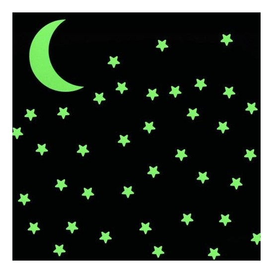 Dez Karanlıkta Parlayan Ay ve Yıldızlar Dekoratif Sticker