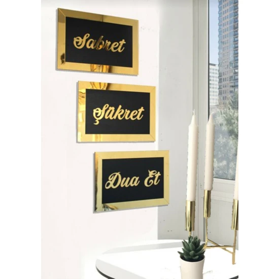 Walldeco 3D Sabret Şükret Dua Et 3'lü Set