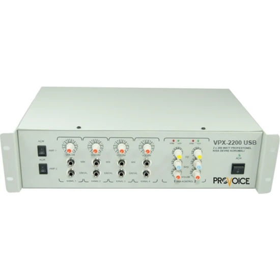 Provoice VPX-2200 USB 2x200 Watt 4 Kanallı Mikser Anfi