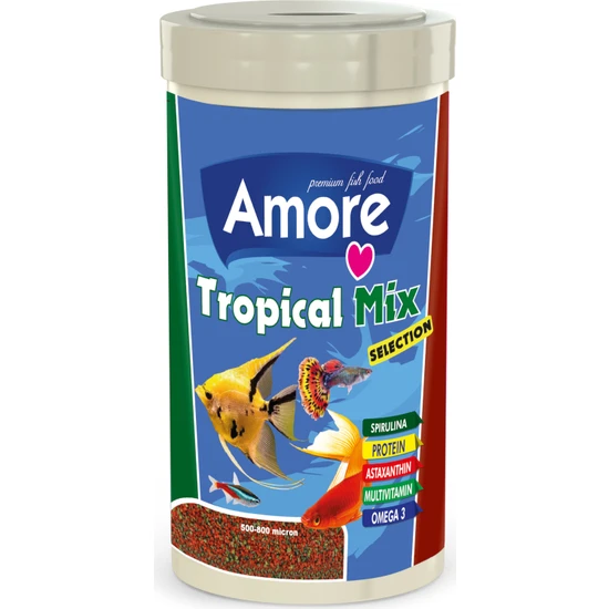 Amore Tropical Mix Selection 250 ml Karışık Lepistes Moli Tetra Kılıç Tropikal Balık Yemi