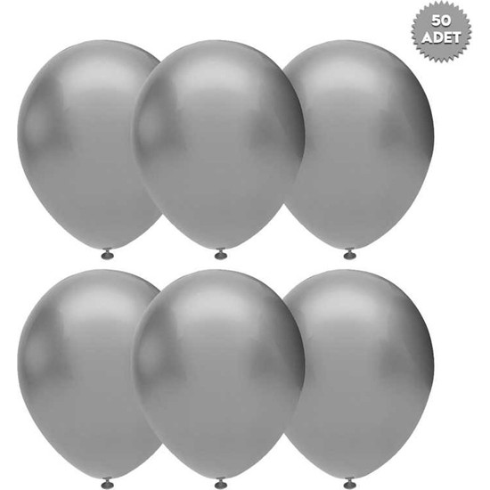 Big Party Store Gümüş Metalik Balon 50 Li
