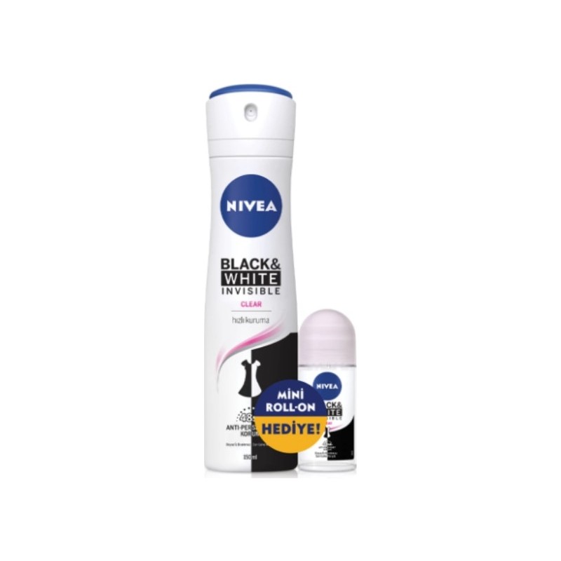 Nivea Woman Black & White Invisible Clear Deodorant + Mini Roll On