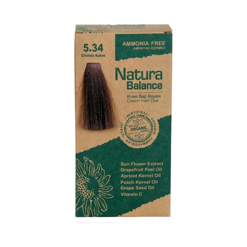 Natura Balance Amonyaksız Organik Saç Boyası Çikolata Kahve 5.34 Krem Form 99 ml