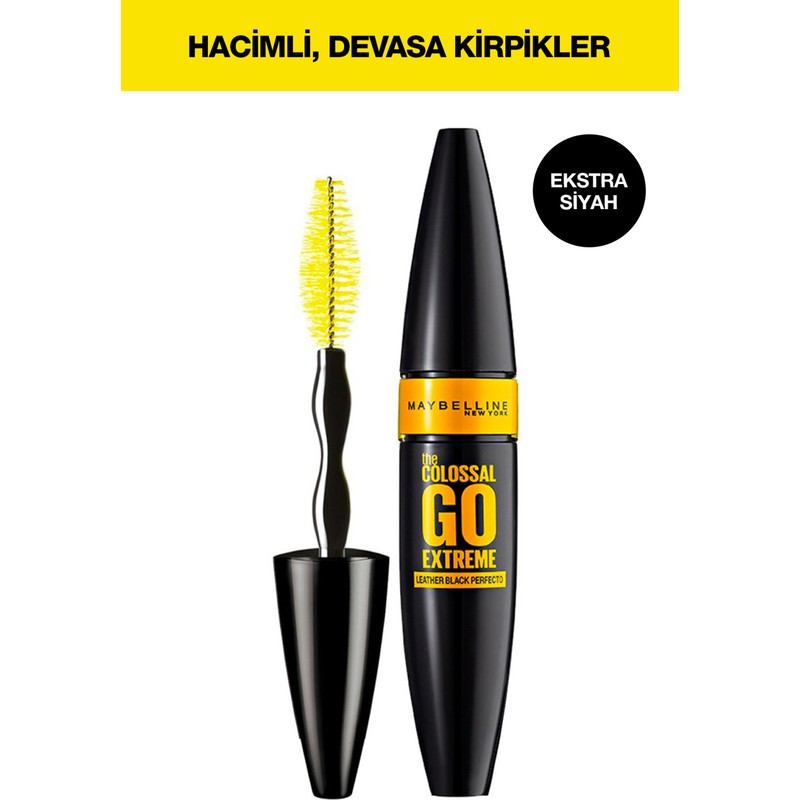 Maybelline New York The Colossal Go Extreme Leather Black Maskara Ekstra Siyah Hacim Verici Mat Görünüm