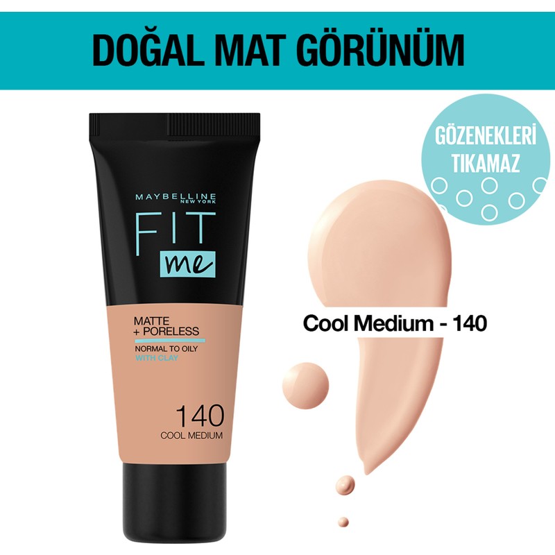 Maybelline New York Fit Me Matte+Poreless Fondöten - 140 Cool Medium
