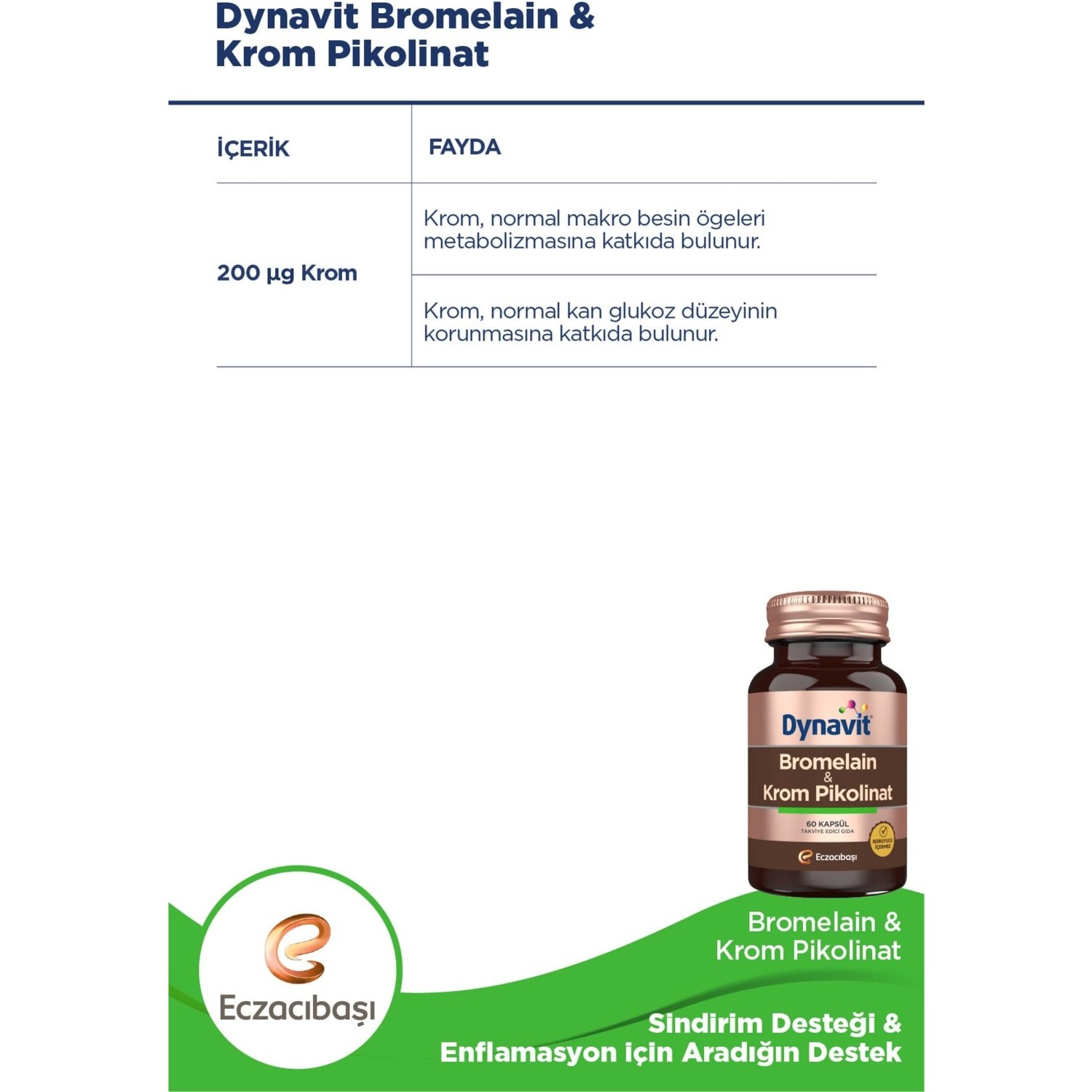 Dynavit Bromelain Krom Pikolinat 60 Kapsül Fiyatı