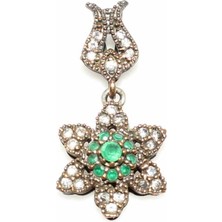 925 Ayar Gümüş ve Bronz Karışımı Yıldız Modeli Zümrüt Taşlı  Kolye Ucu