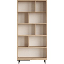 Robin Home Lidya Kitaplık Raf Metal Ayaklı 176CM Uv Baskı Kapaklı Sepet-Jüt