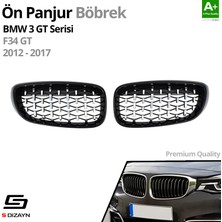 S-Dizayn Bmw 3 Serisi Gt F34 Gt Ön Panjur Böbrek Parlak Siyah Çerçeveli Krom Diamond Model 2012-2017