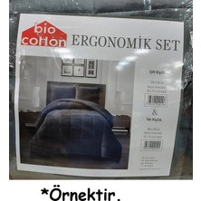 Bio Cotton Gri Peluş Kadife/wellsoft Çift Kişilik Ergonomik Yorgan Seti (Yastık Kılıflı)