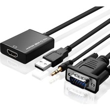 Gabble VGA To HDMI Çevirici Dönüştürücü Adaptör Kablo Ucu Çevirici