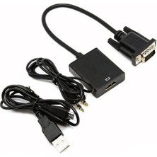 Gabble VGA To HDMI Çevirici Dönüştürücü Adaptör Kablo Ucu Çevirici