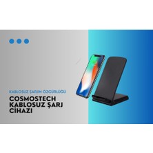 Cosmostech Kablosuz Şarj Cihazı Standı / Kablosuz ve USB ile Şarj Edilebilir Şık Şarj standı