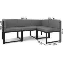Wood House Ceylin 4'lü Koltuk Takımı Gri Keten Modern Tasarım Orta Sert Oturum 185x120 cm