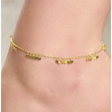 TMT Silver Gümüş Altın Kaplama Yuvarlak Pullu Halhal