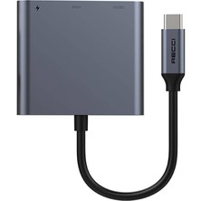 Recci RH05 Type-C To Type-C PD100W/HDMI 4K@30Hz/USB3.0 Destekli 3in1 Hub Çoğaltıcı