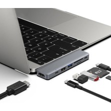 Recci RH08 Type-C To Type-C/sd/tf/usb3.0/usb2.0/hdmı/thunderbolt 3 Bağlantılı 7in2 Hub