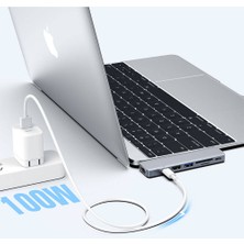 Recci RH08 Type-C To Type-C/sd/tf/usb3.0/usb2.0/hdmı/thunderbolt 3 Bağlantılı 7in2 Hub