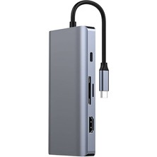 Recci RH09 Type-C To Type-C + Sd/tf + Usb3.0 + Usb2.0 + HDMI + VGA + RJ45 Bağlantılı 9in1 Hub