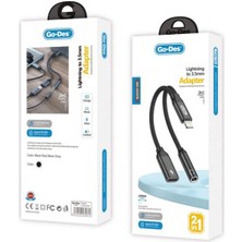 Go Des GD-UC076 3.5mm Jack Girişli Lightning 2in1 Şarj ve Ses Kablosu