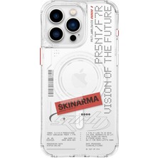 Skinarma iPhone 15 Pro Max Uyumlu Kılıf Skinarma Magsafe Şarj Özellik Yazı Desenli Airbag Orion Kapak Şeffaf