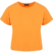 Rivus Bisiklet Yaka Basic T-Shirt - Turuncu