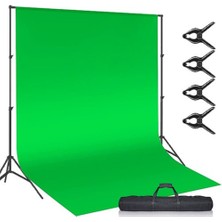 Rabsev 2 x 3 m Yeşil Fon Perde + Fon Standı Seti 4 Mandal Green Screen Background