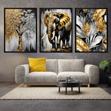 mixefor Çerçeveli 3 Parça Tablo Set-Fil Ağaç Resim Kanvas Baskı Tablo -Tek Tablo Ölçü 55CM x 75CM