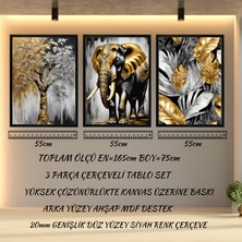 mixefor Çerçeveli 3 Parça Tablo Set-Fil Ağaç Resim Kanvas Baskı Tablo -Tek Tablo Ölçü 55CM x 75CM