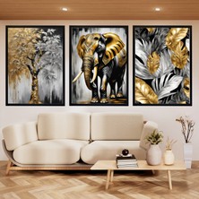 mixefor Çerçeveli 3 Parça Tablo Set-Fil Ağaç Resim Kanvas Baskı Tablo -Tek Tablo Ölçü 55CM x 75CM